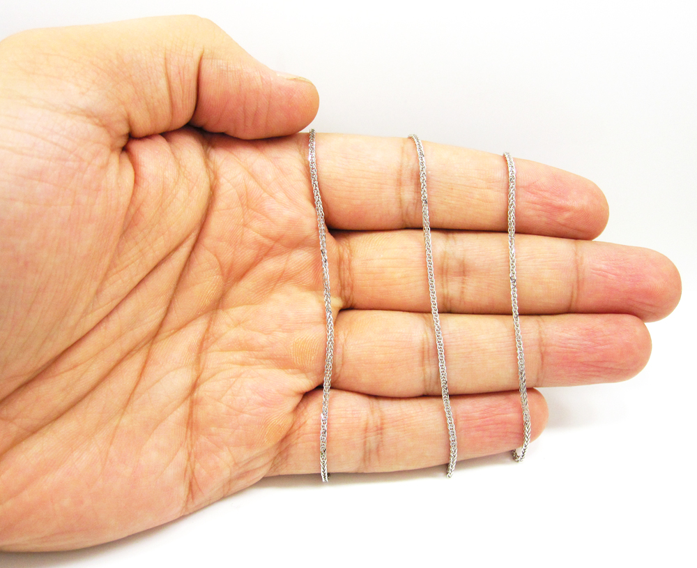 14k solid white gold solid wheat chain 16-20 inch 1mm - Image 5