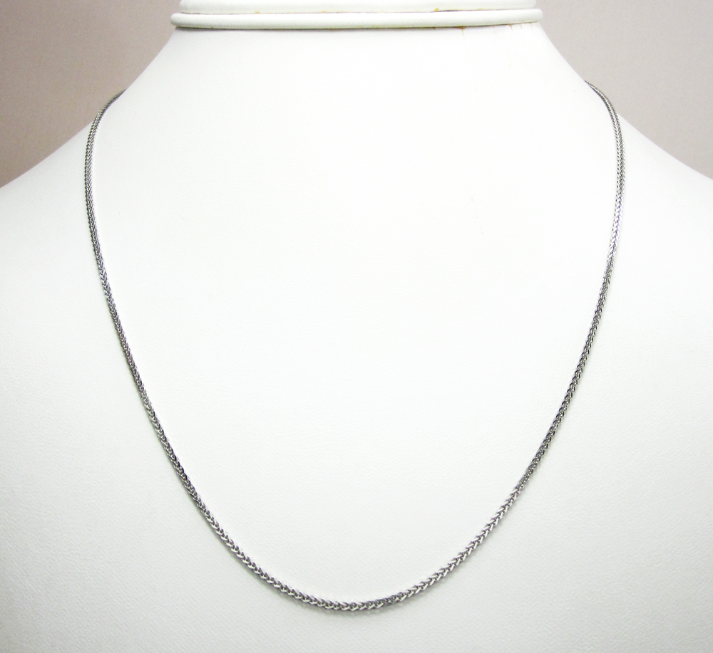 14k solid white gold solid wheat chain 16-20 inch 1mm
