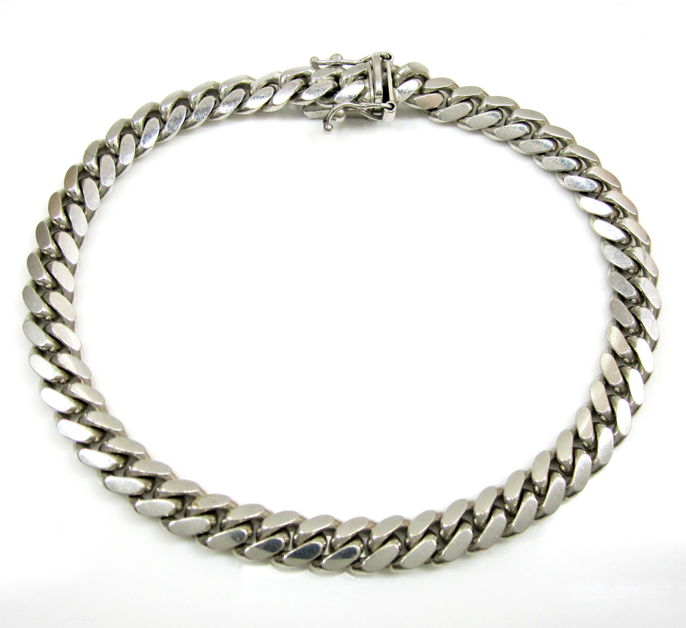 14k white gold solid miami bracelet 8.50