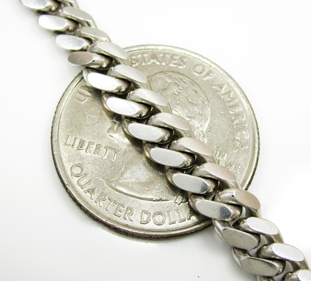 14k white gold solid miami bracelet 8.50