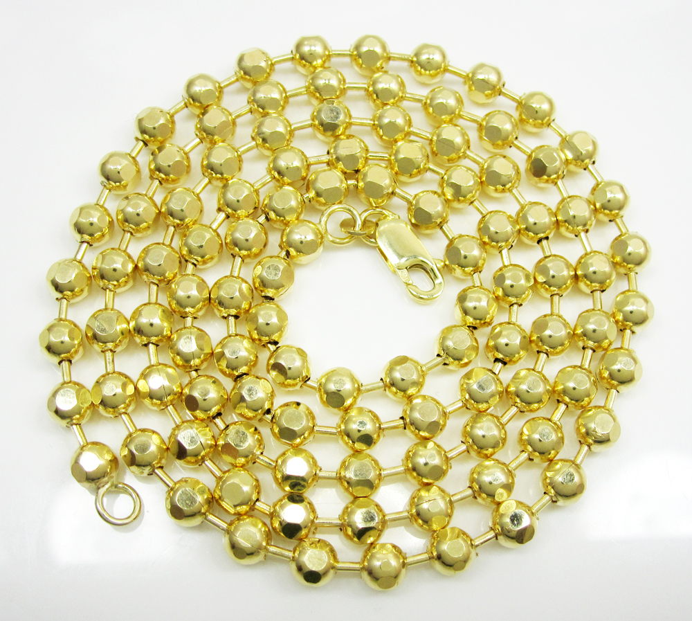 10k yellow gold hexagon cut ball chain 30-40 inch 5mm - Image 2