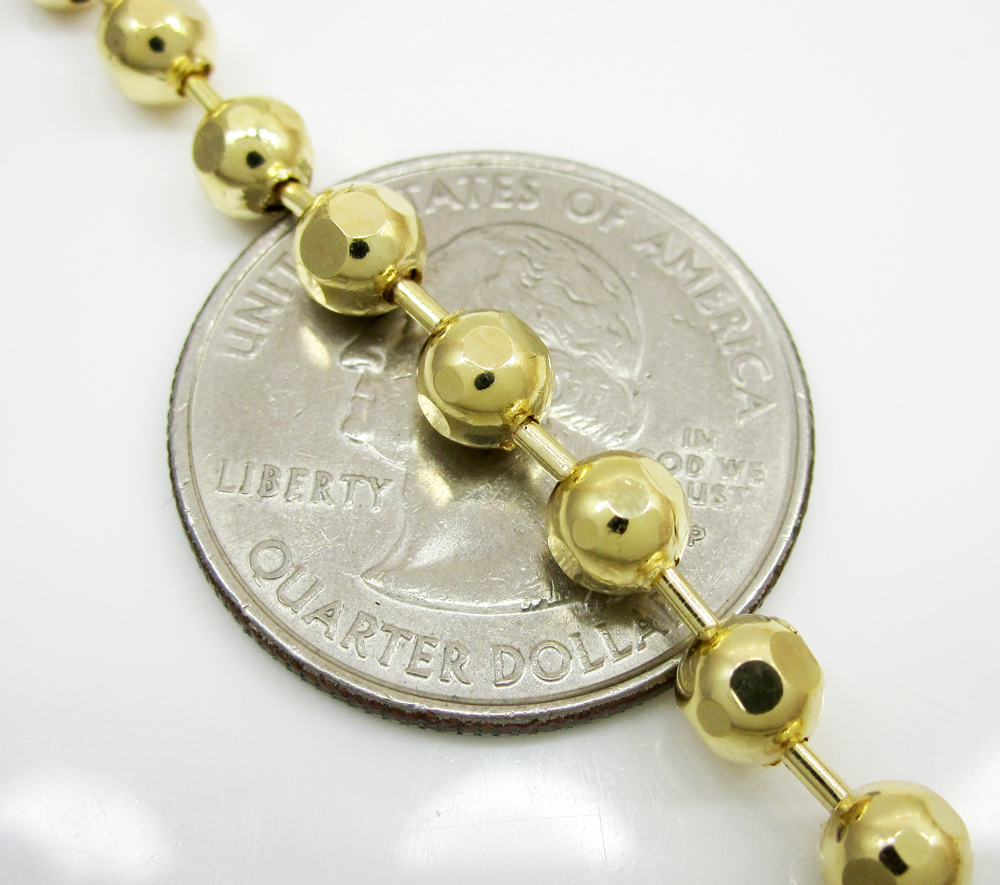 10k yellow gold hexagon cut ball chain 30-40 inch 5mm