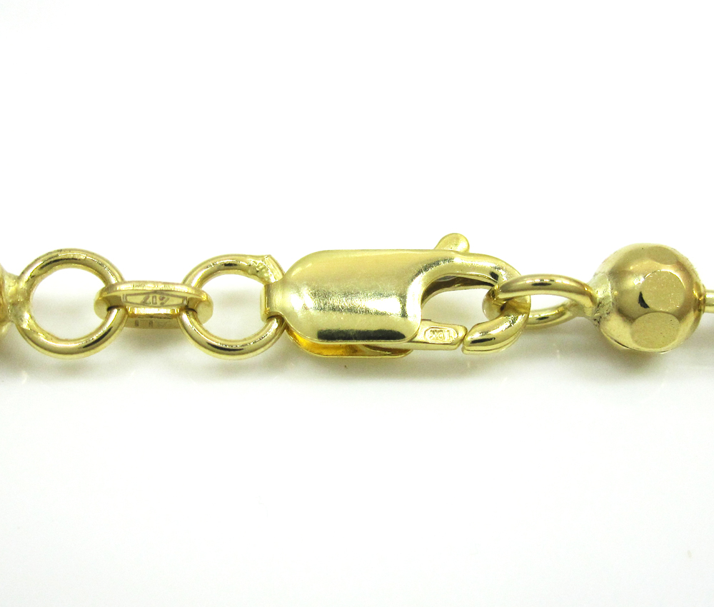 10k yellow gold hexagon cut ball chain 30-40 inch 5mm