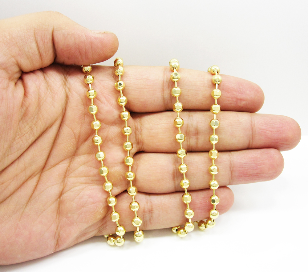 10k yellow gold hexagon cut ball chain 30-40 inch 5mm