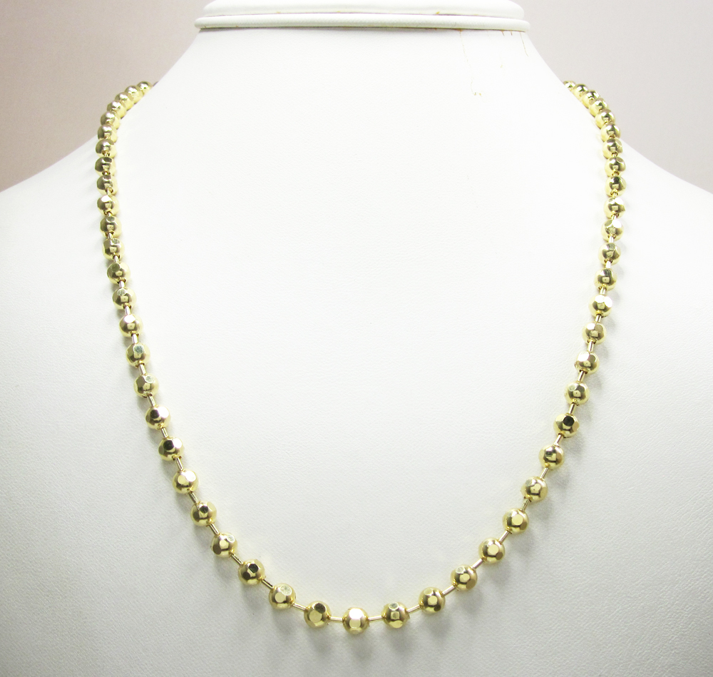 10k yellow gold hexagon cut ball chain 30-40 inch 5mm