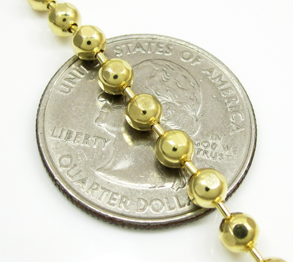 10k yellow gold hexagon cut ball chain 18-26