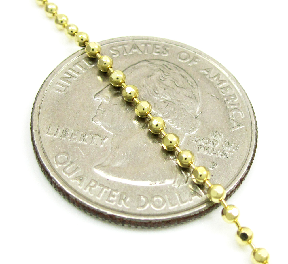 10k yellow gold hexagon cut ball chain 18-24 inch 1.5mm