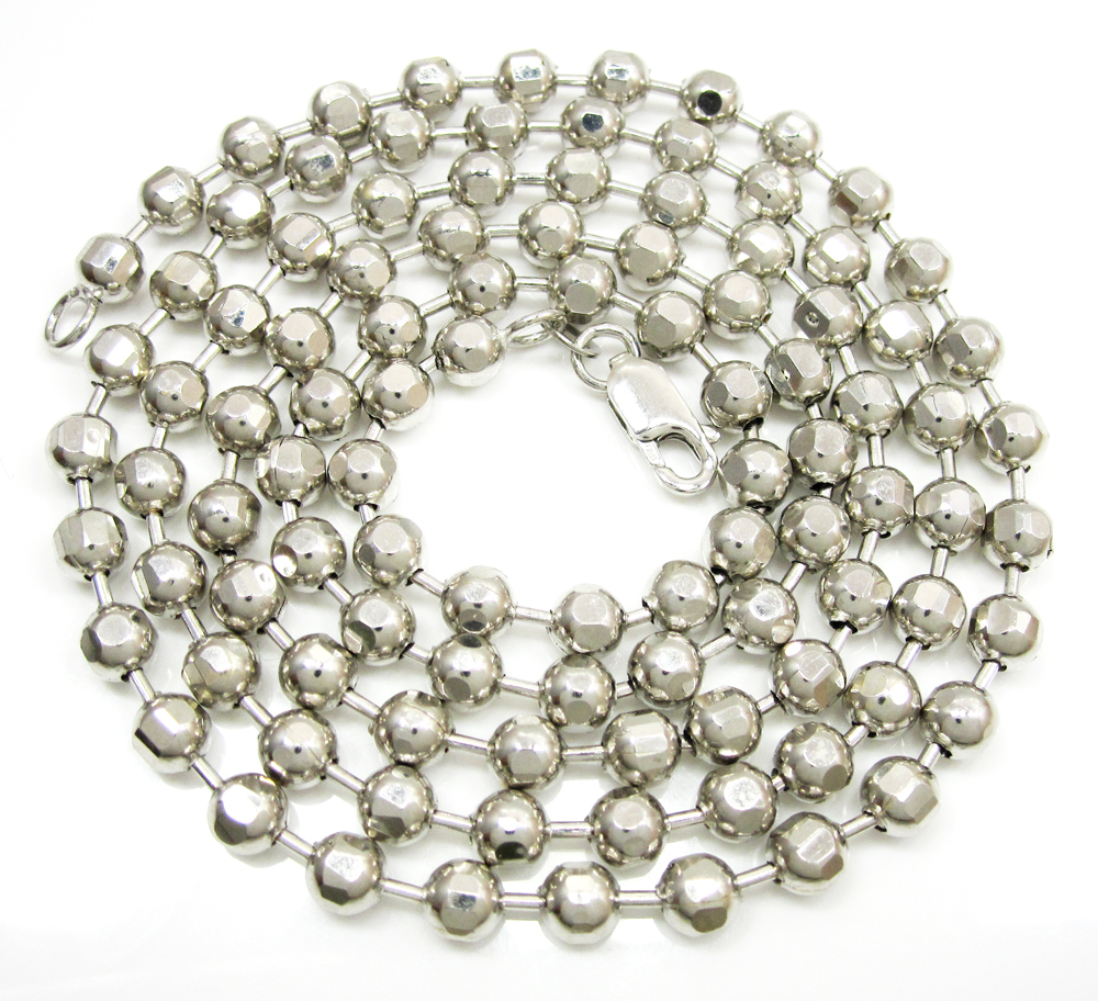 10k white gold hexagon cut ball chain 30-40 inch 5mm - Image 2
