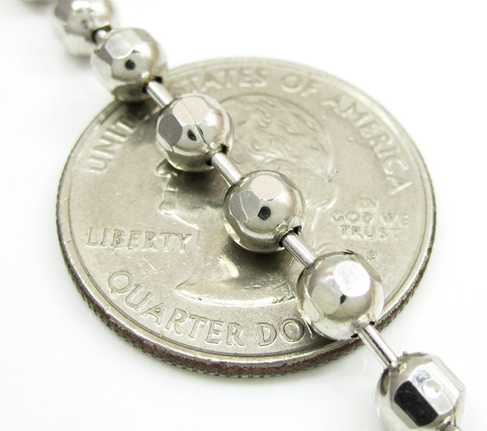 10k white gold hexagon cut ball chain 30-40 inch 5mm - Image 3