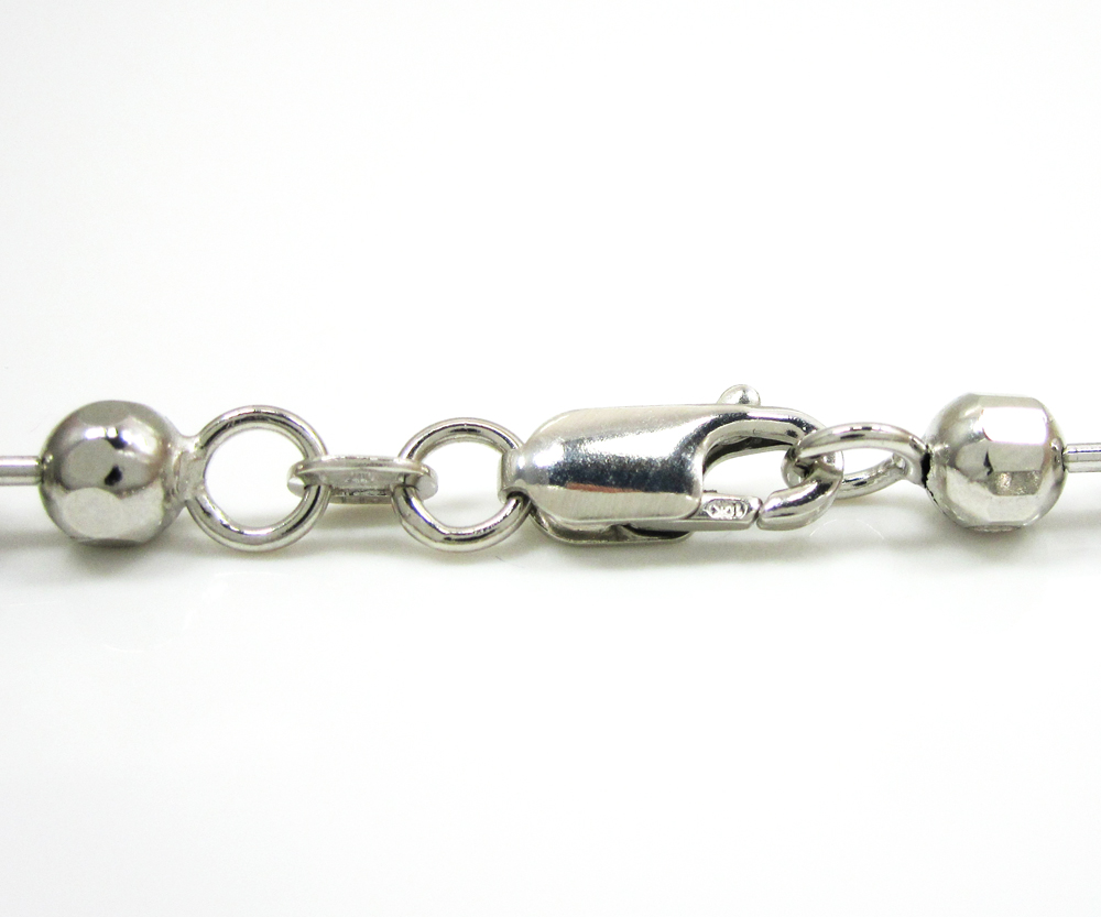 10k white gold hexagon cut ball chain 30-40 inch 5mm