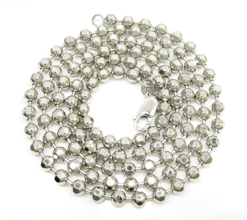 10k white gold hexagon cut ball chain 20-26 inch 3.8mm