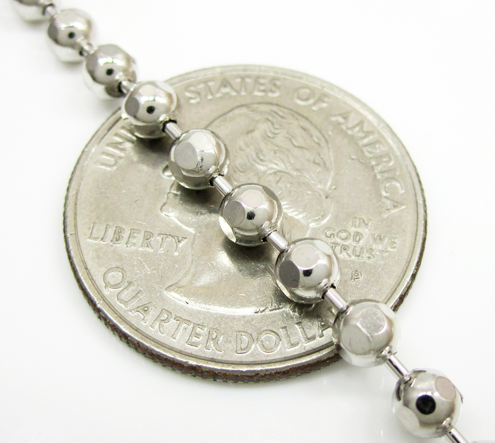10k white gold hexagon cut ball chain 20-26 inch 3.8mm