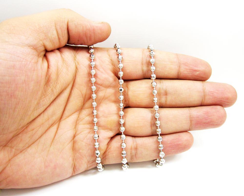 10k white gold hexagon cut ball chain 20-26 inch 3.8mm