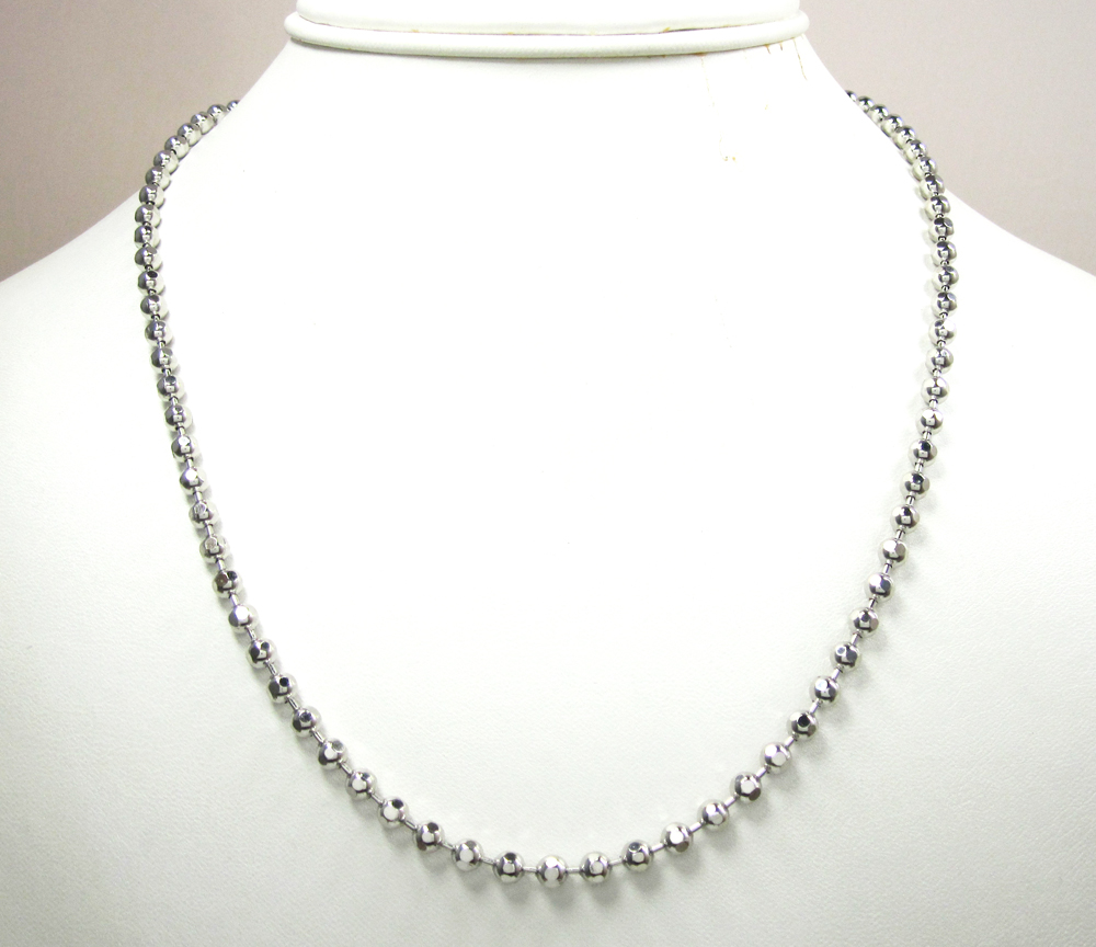 10k white gold hexagon cut ball chain 20-26 inch 3.8mm