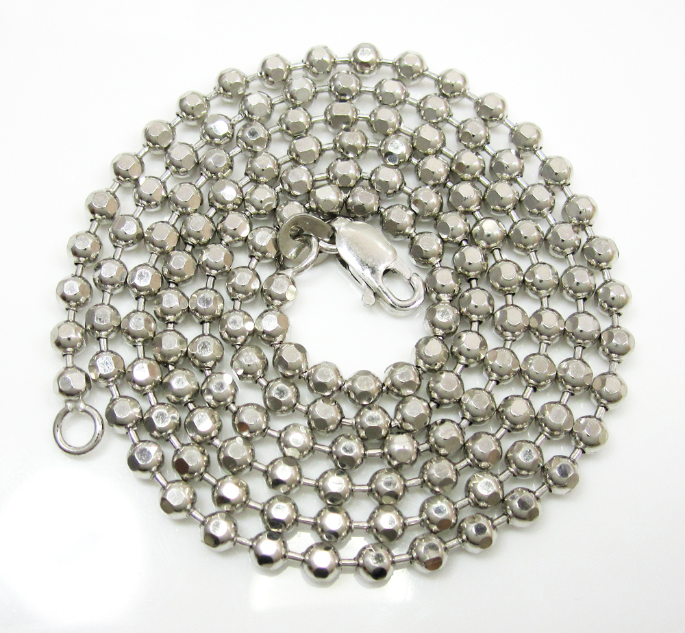 10k white gold hexagon cut ball chain 24-40 inch 2.8mm