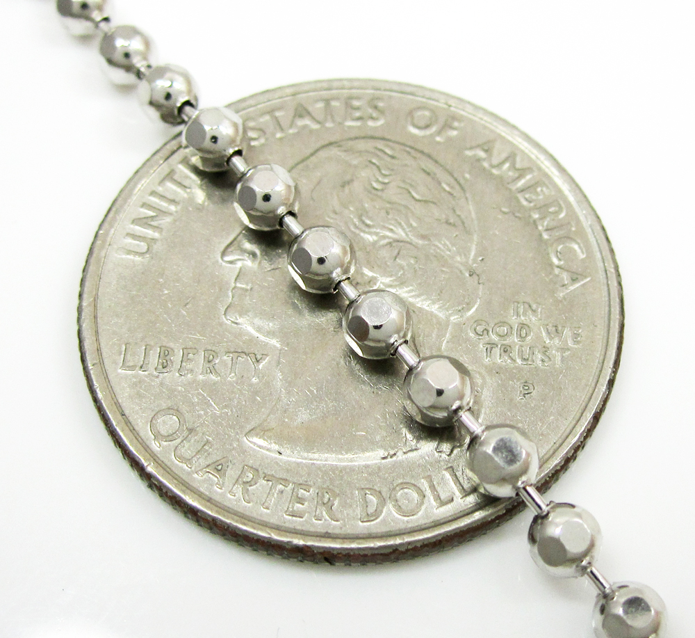 10k white gold hexagon cut ball chain 18-24