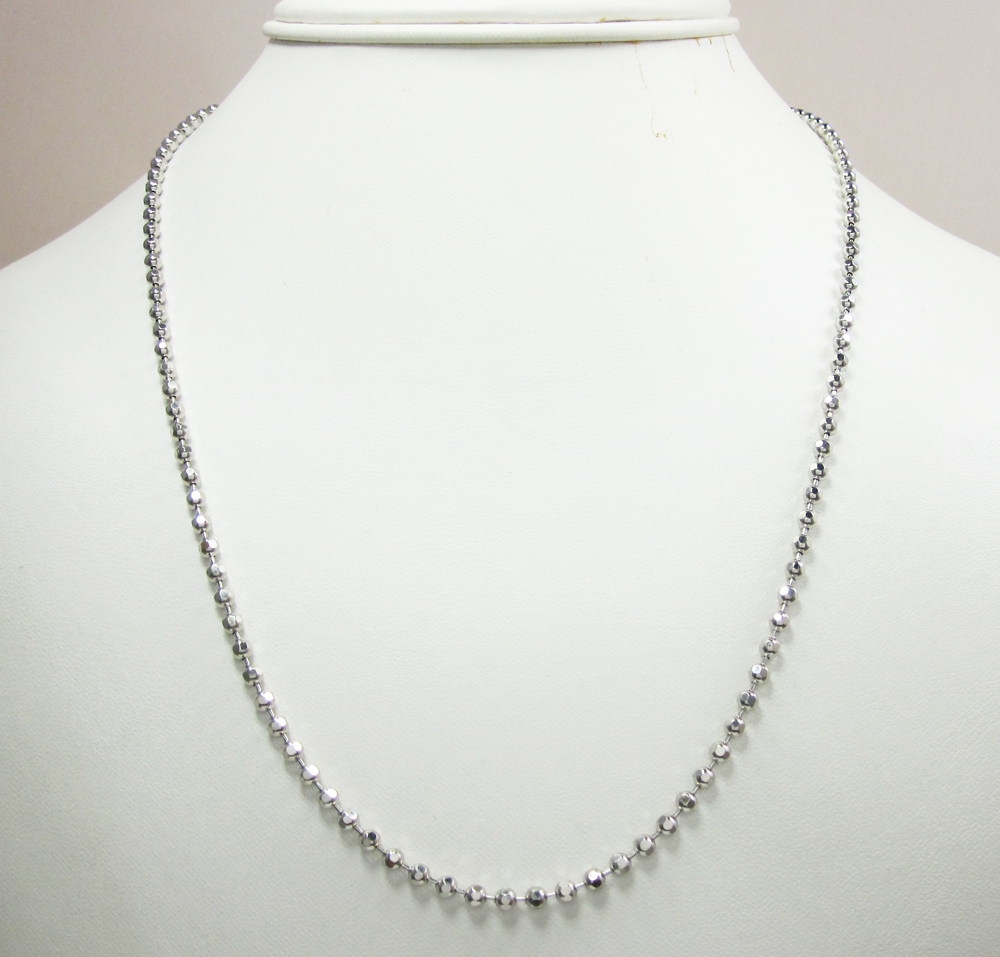 10k white gold hexagon cut ball chain 24-40 inch 2.8mm