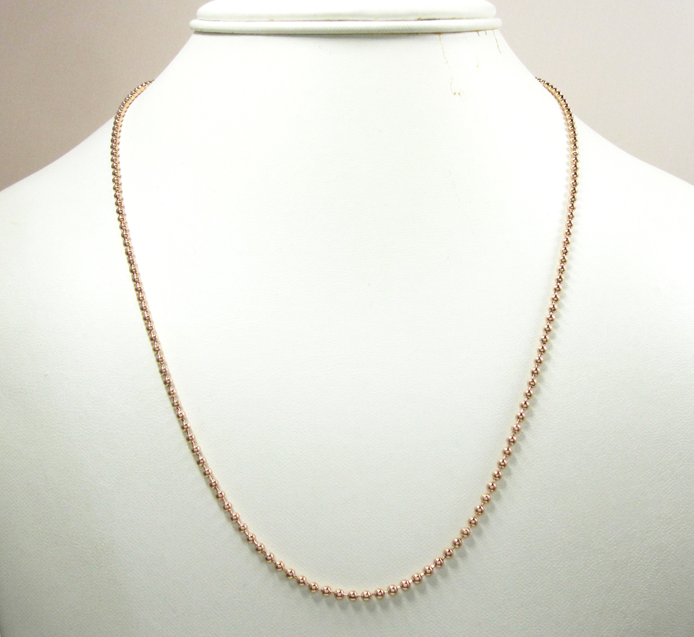 10k rose gold smooth cut bead chain 18-26 inch 2.2mm