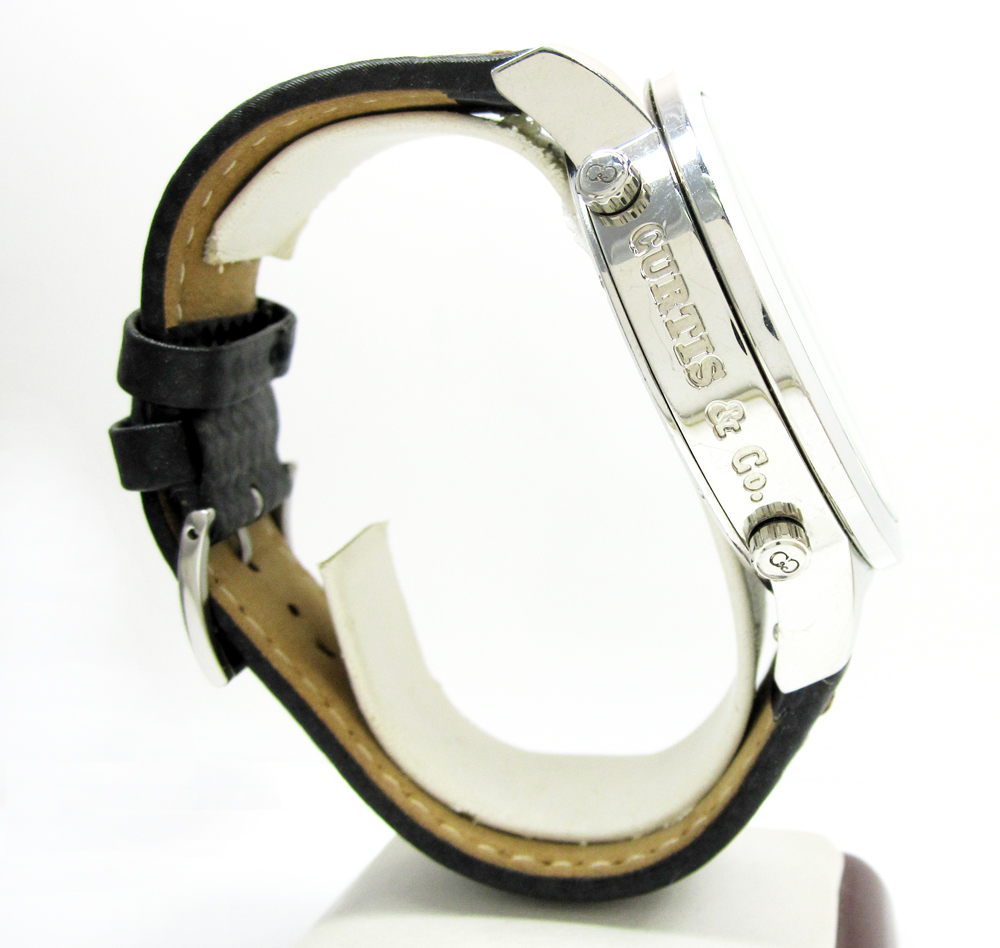 Curtis & co stainless steel big time world 3 time zone brown watch - Image 3