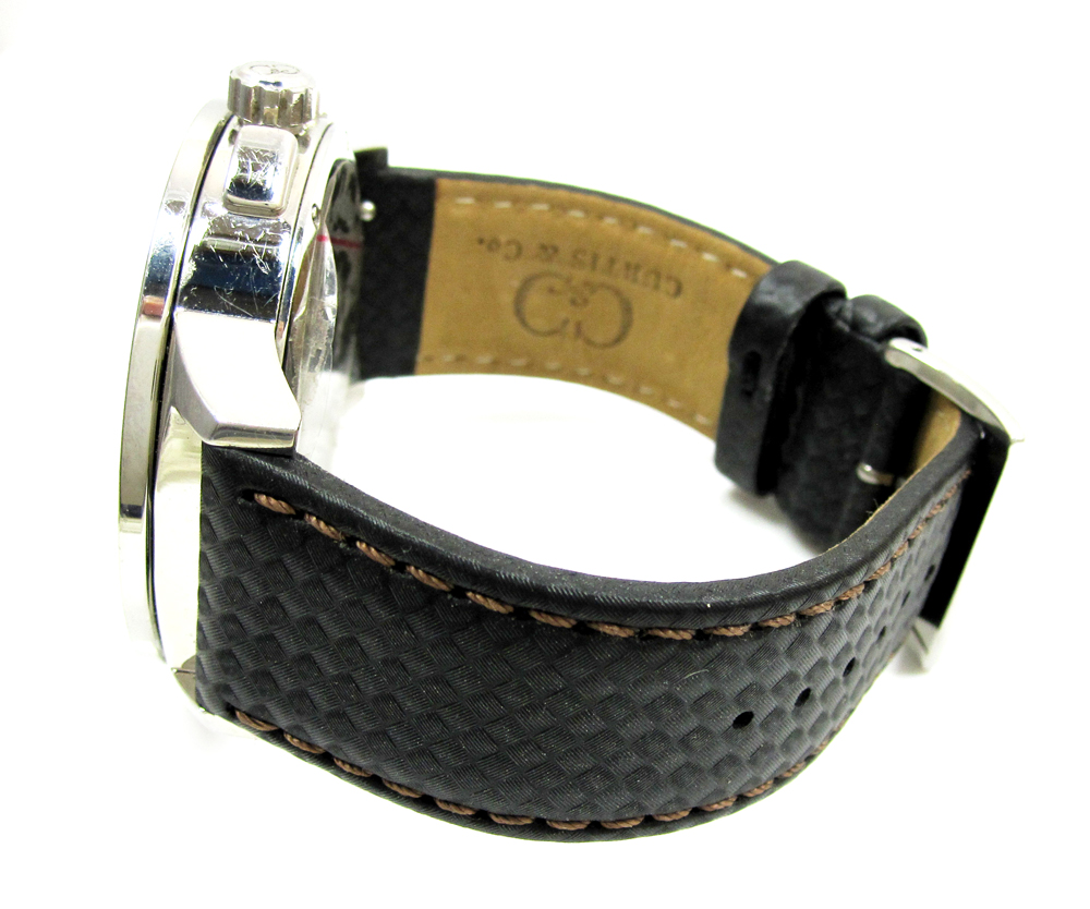 Curtis & co stainless steel big time world 3 time zone brown watch