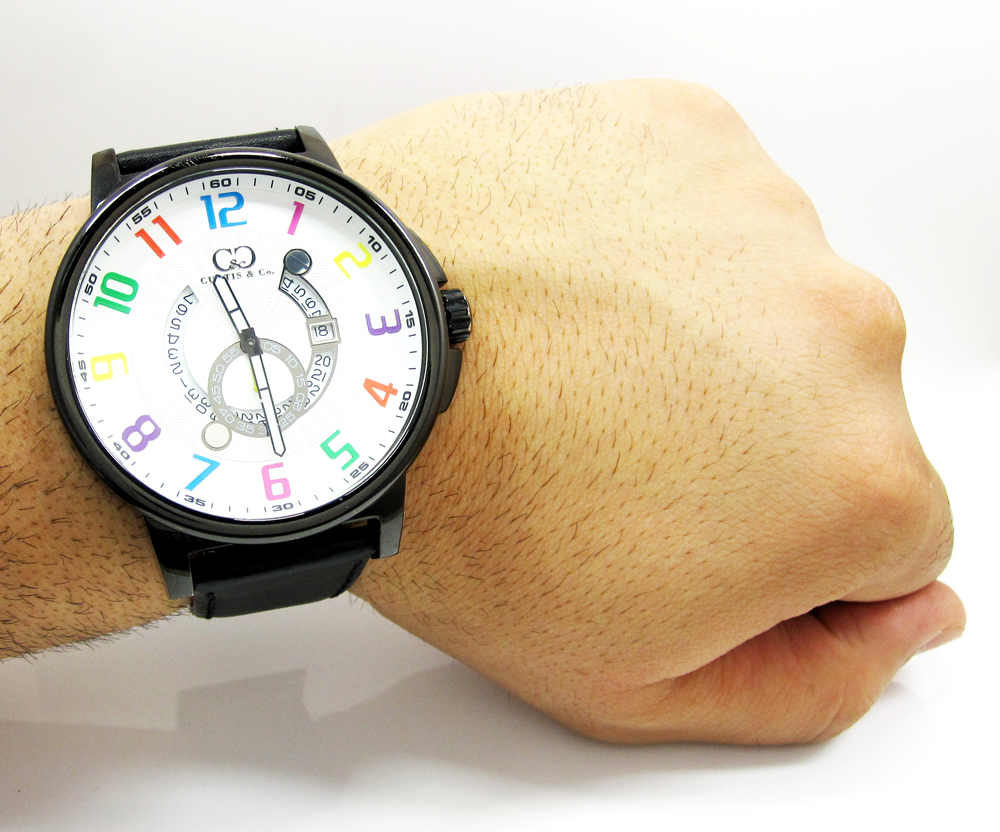 Curtis & co black stainless steel big time cool white watch