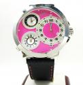 Curtis & co stainless steel big time world 3 time zone pink watch