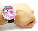 Curtis & co stainless steel big time world 3 time zone pink watch