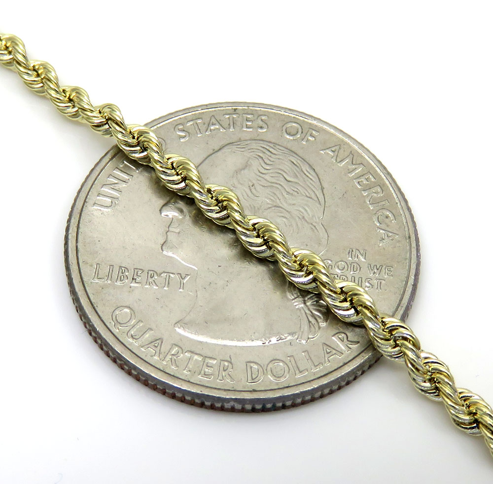 10k yellow gold smooth cut link rope chain 16-24 inch 2mm - Image 3