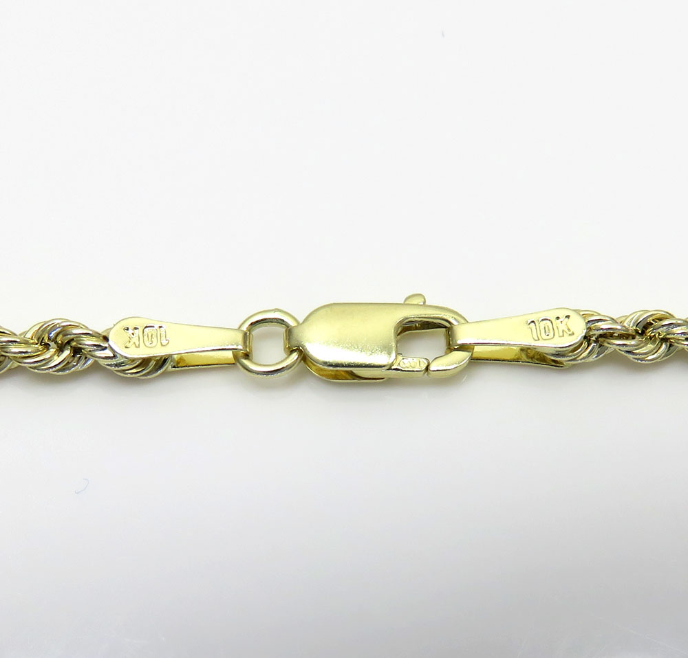 10k yellow gold smooth cut link rope chain 16-24 inch 2mm
