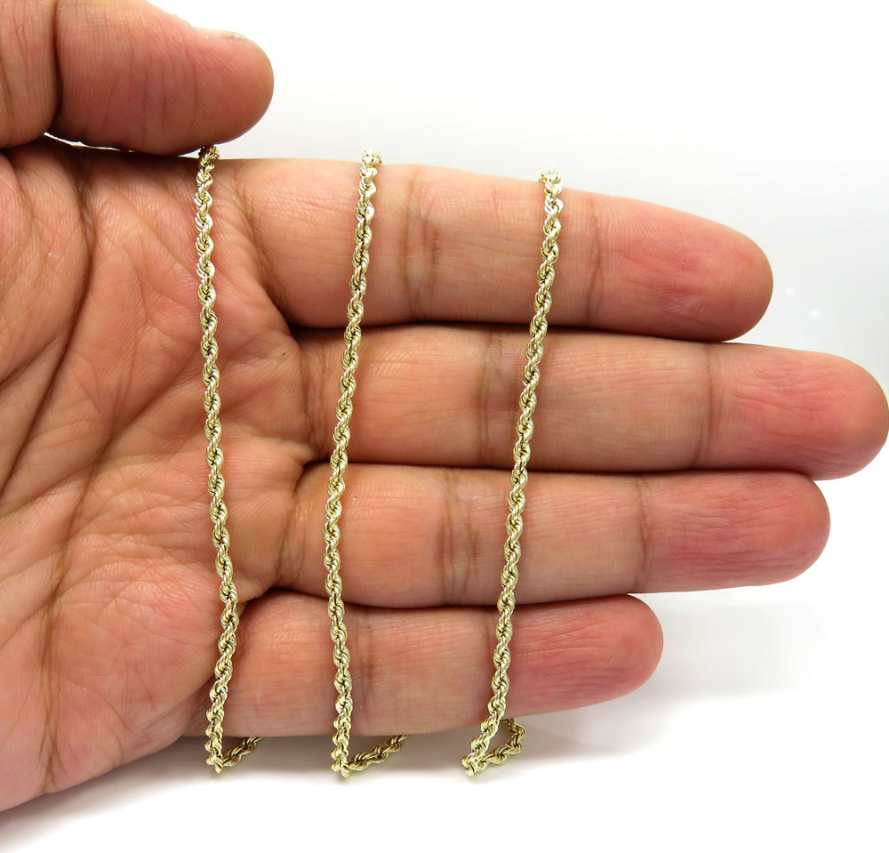 10K Gold 1.2mm Diamond Cut Rope Chain 16