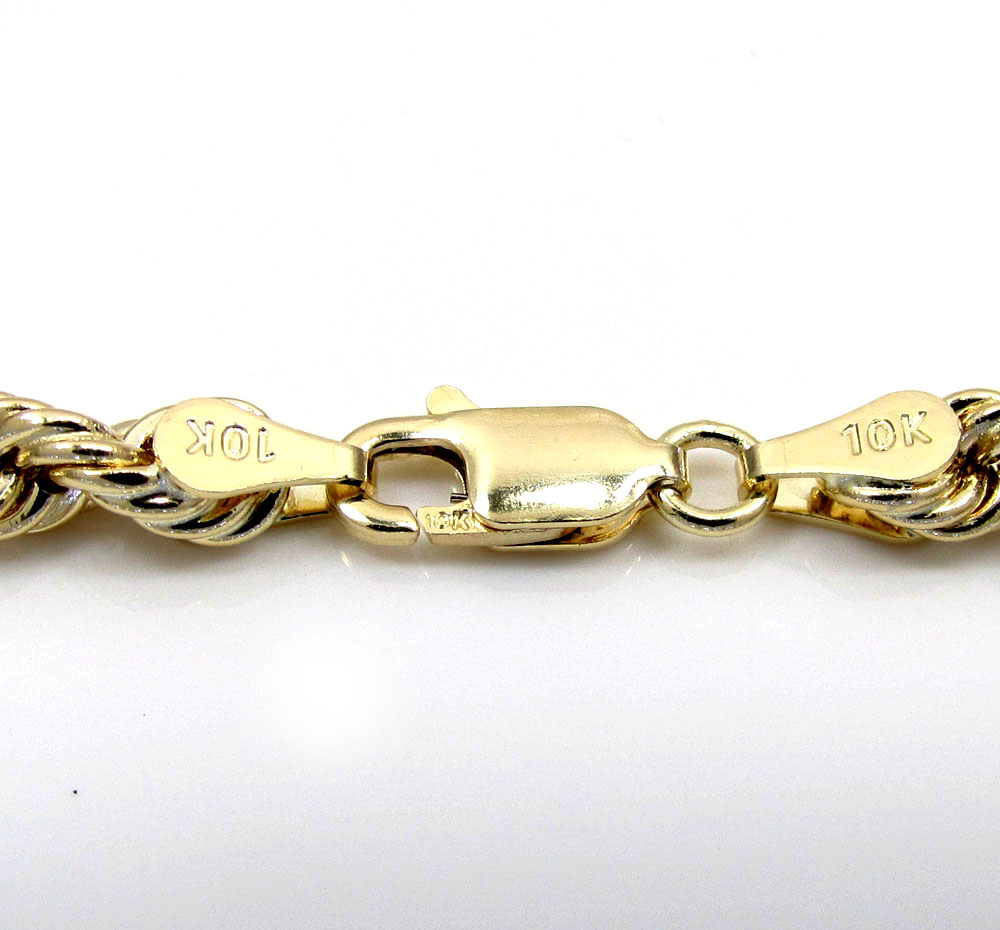 10k yellow gold smooth hollow rope chain 20-30 inch 4mm