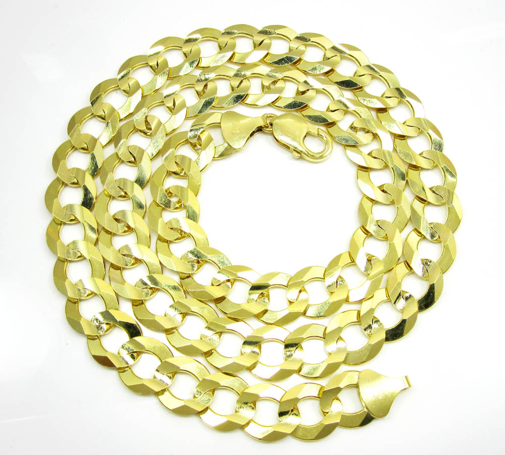 10k yellow gold thick cuban chain 20-36 inch 13mm - Image 2