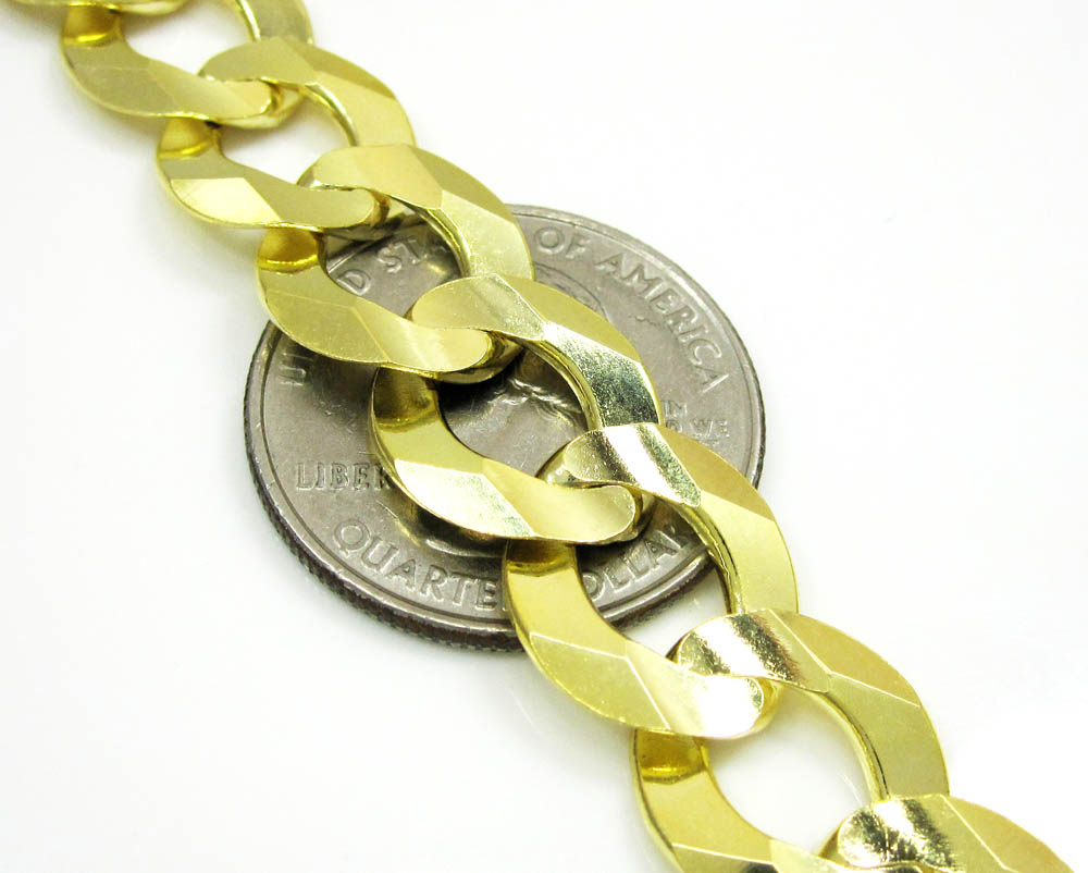 10k yellow gold thick cuban chain 20-36 inch 13mm - Image 3