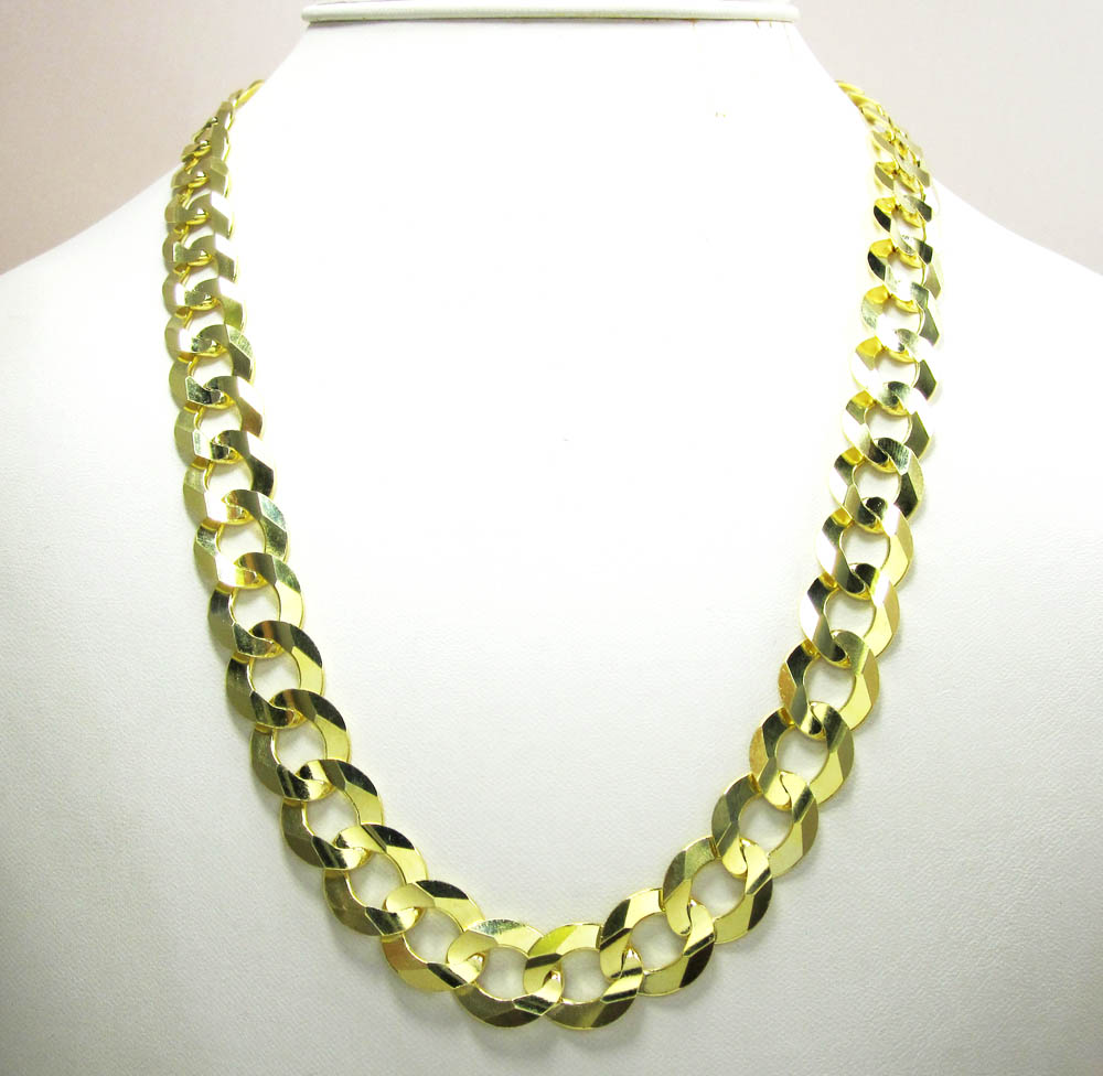 10k yellow gold thick cuban chain 20-36 inch 13mm