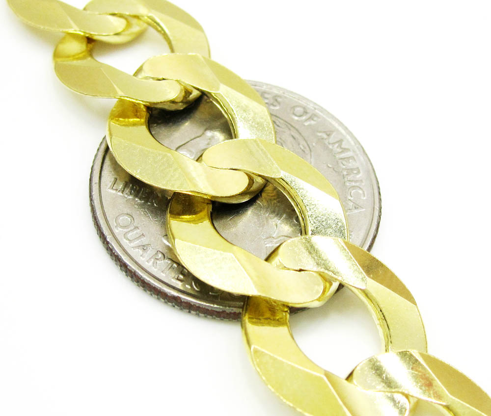 10k yellow gold thick cuban chain 22-30 inch 14mm - Image 3
