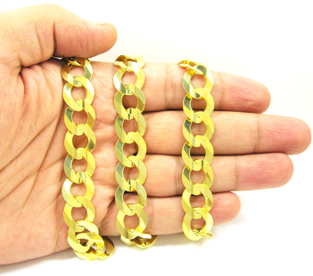 10k yellow gold thick cuban chain 22-30 inch 14mm - Image 4