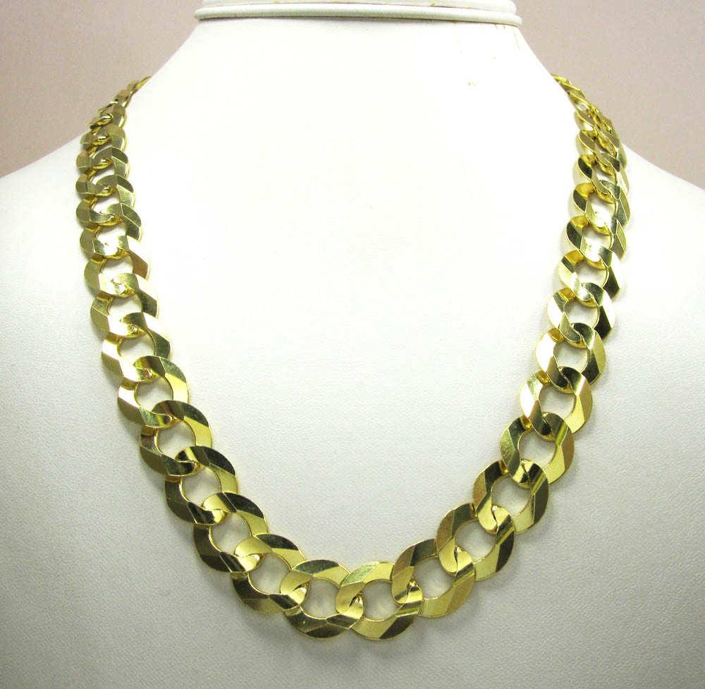 10k yellow gold thick cuban chain 22-30 inch 14mm - Image 6