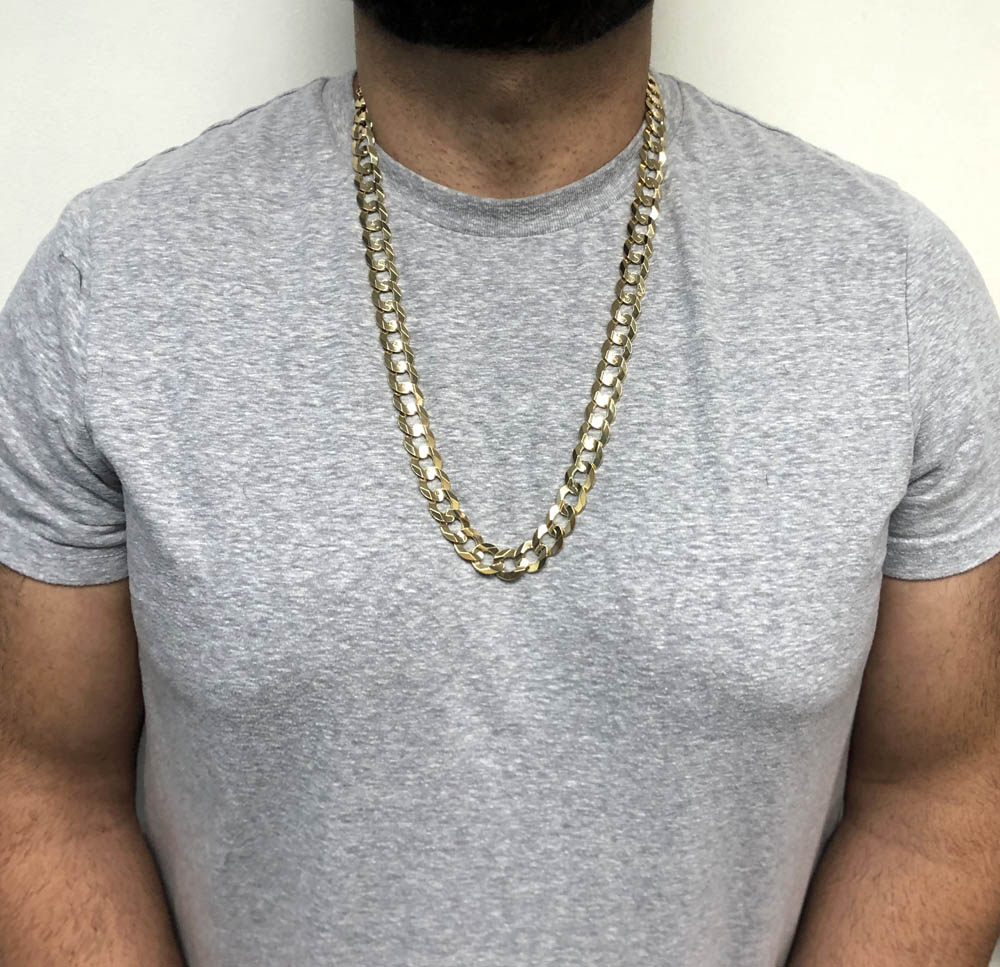 10k yellow gold thick cuban chain 22-30 inch 14mm