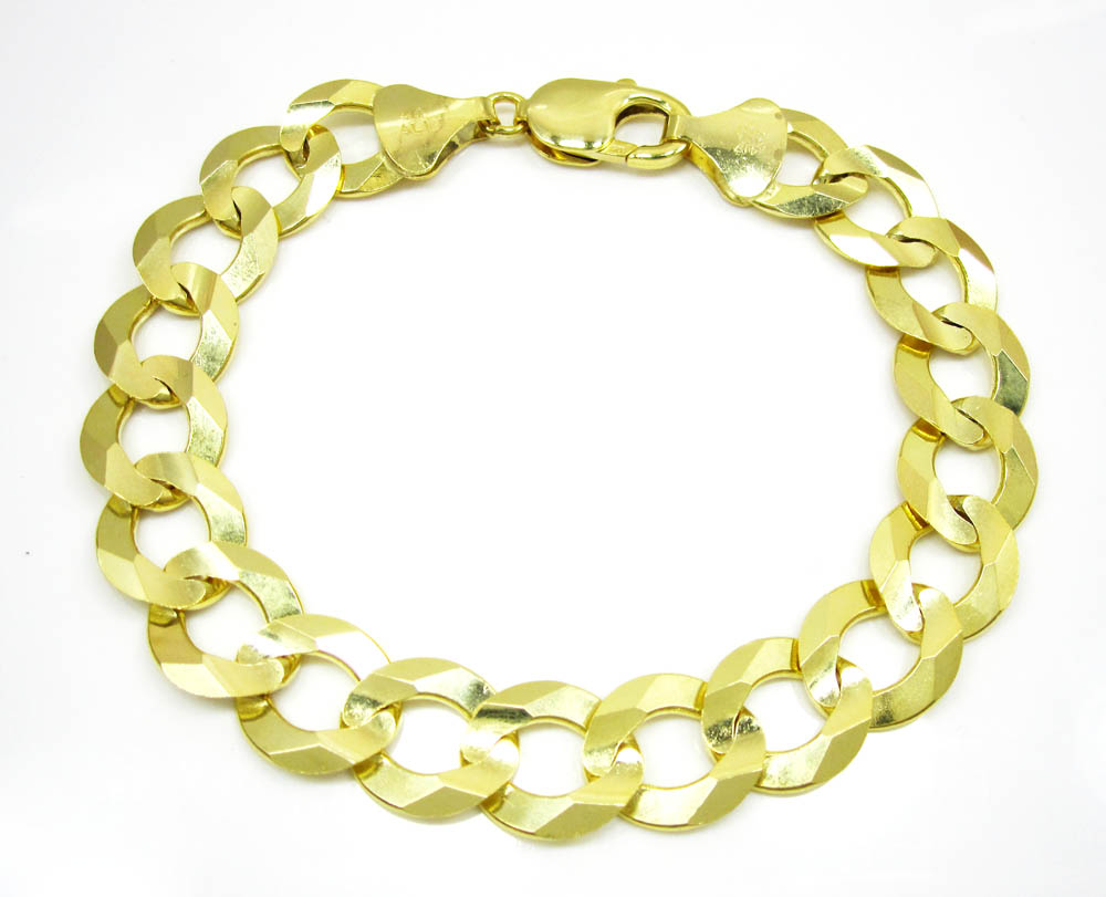 10k yellow gold thick cuban bracelet 9 inch 13mm