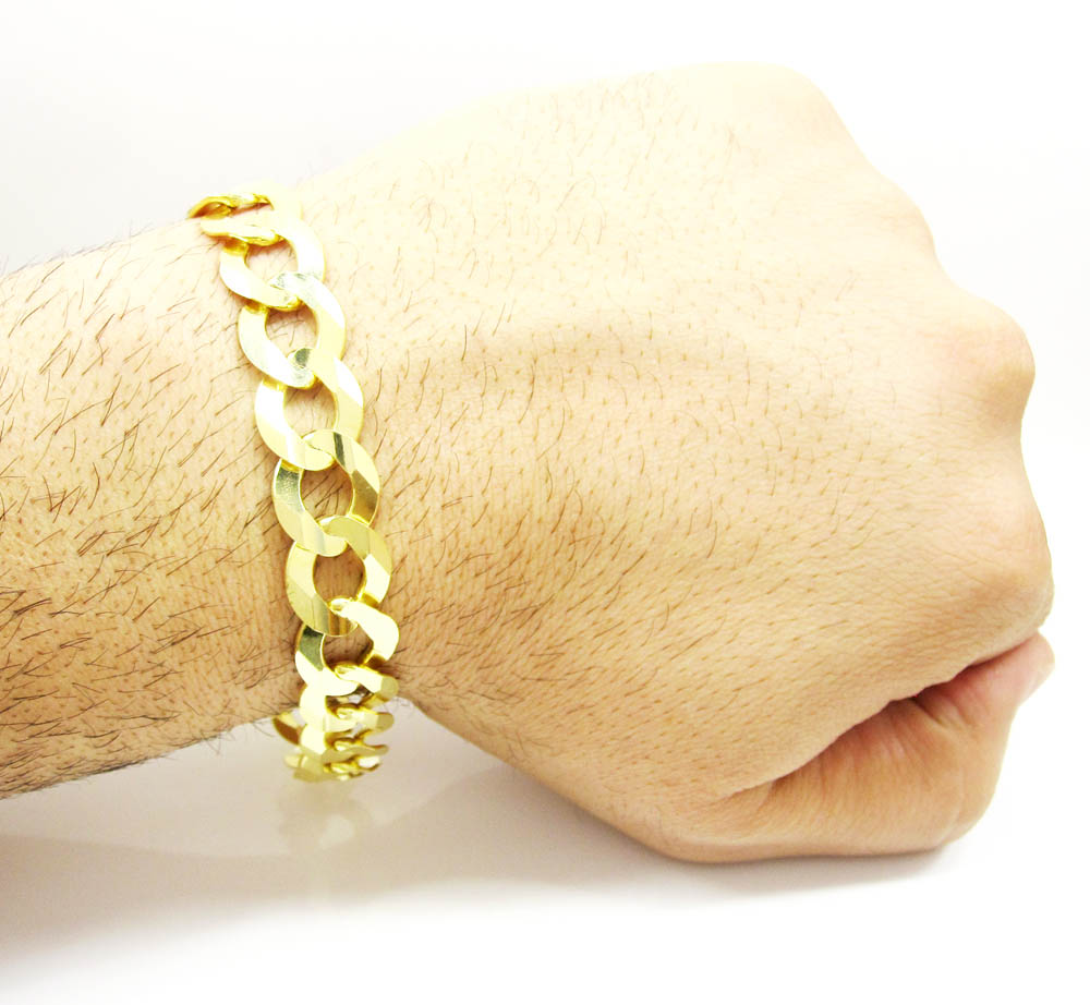 10k yellow gold thick cuban bracelet 9 inch 13mm
