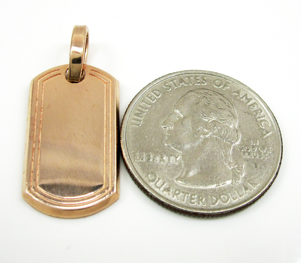 10k rose or yellow gold mini dog tag pendant