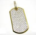 Mens 10k gold cz dog tag pendant 5.00ct