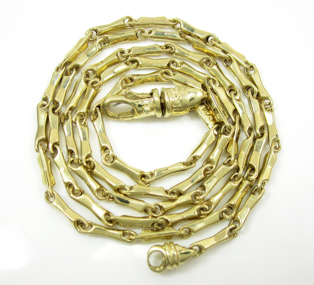 10K Yellow Gold Fancy Bullet Chain 20 Inch 2mm