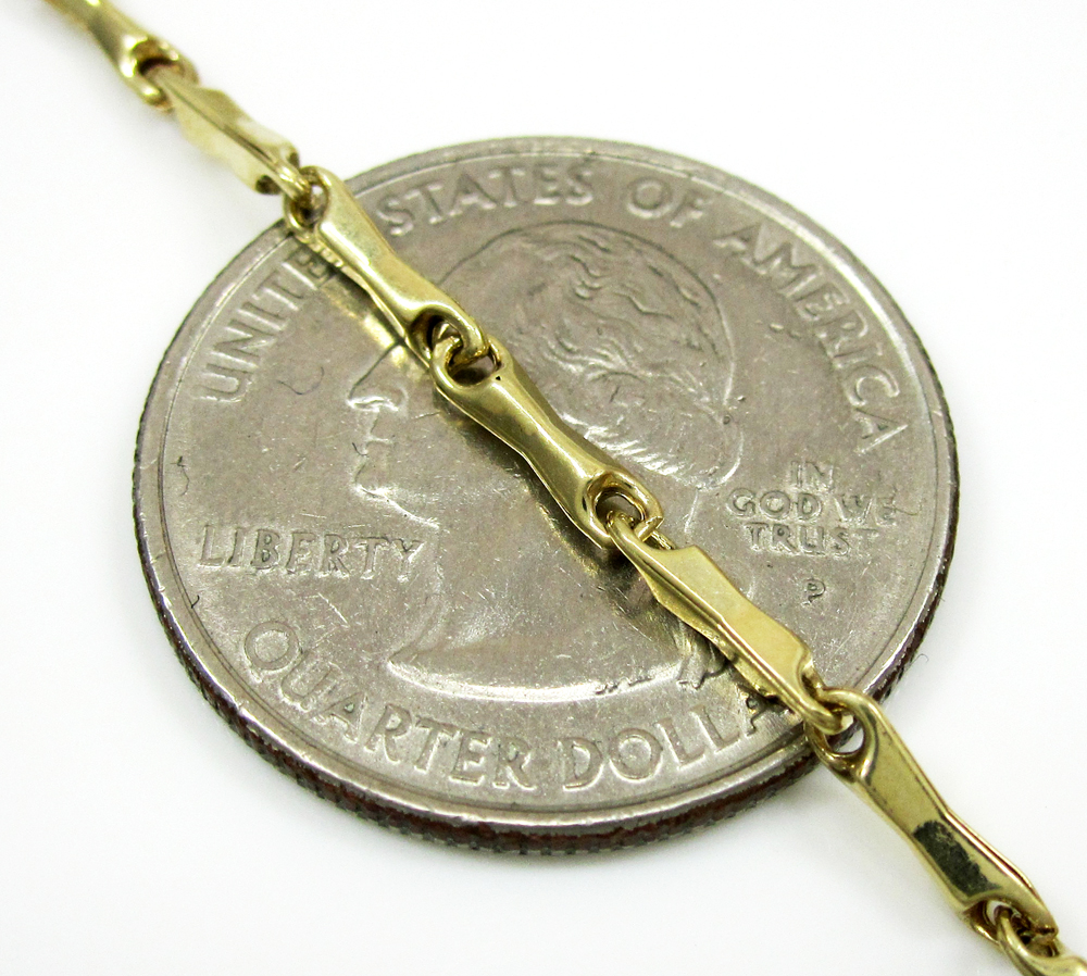 10K Yellow Gold Fancy Bullet Chain 20 Inch 2mm