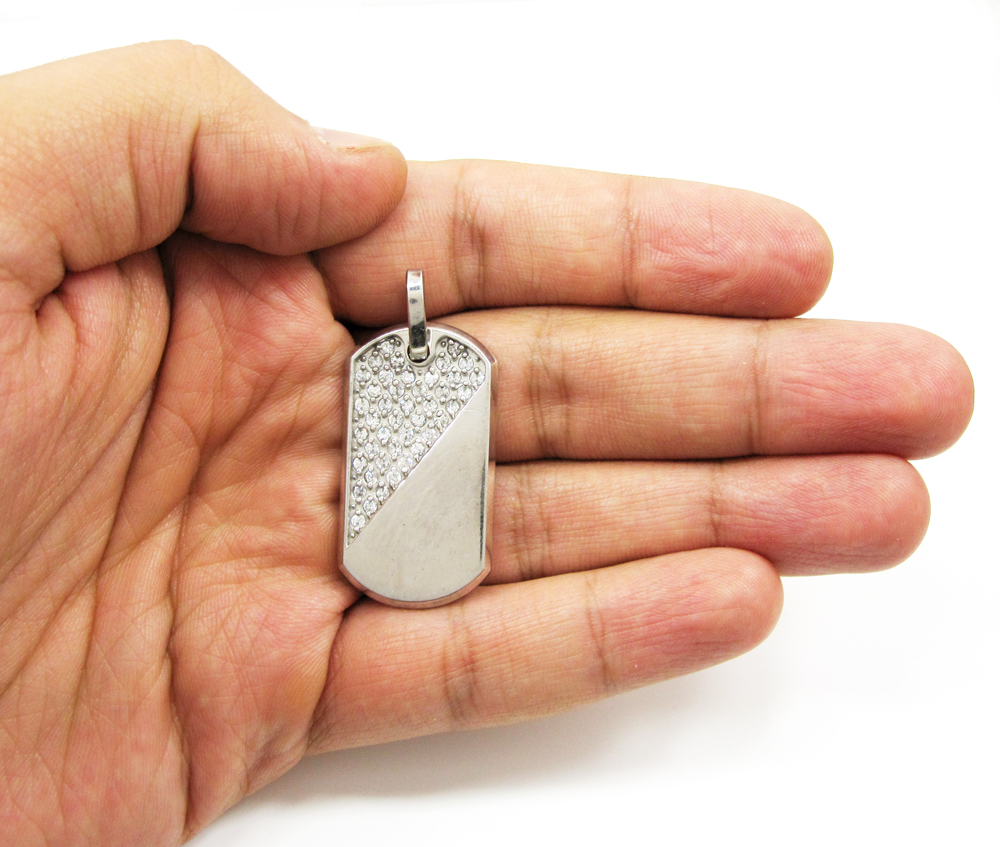 Mens white gold dog tags Clearance