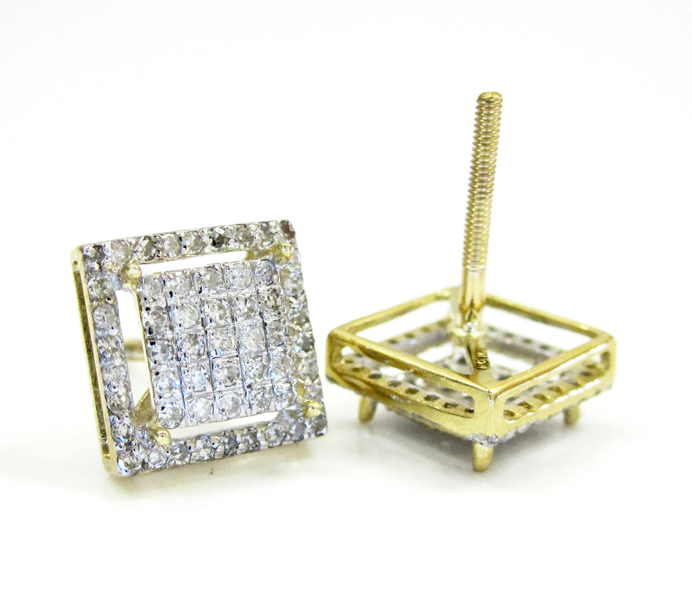 10k gold diamond 3d frame earrings 0.50ct - Image 2