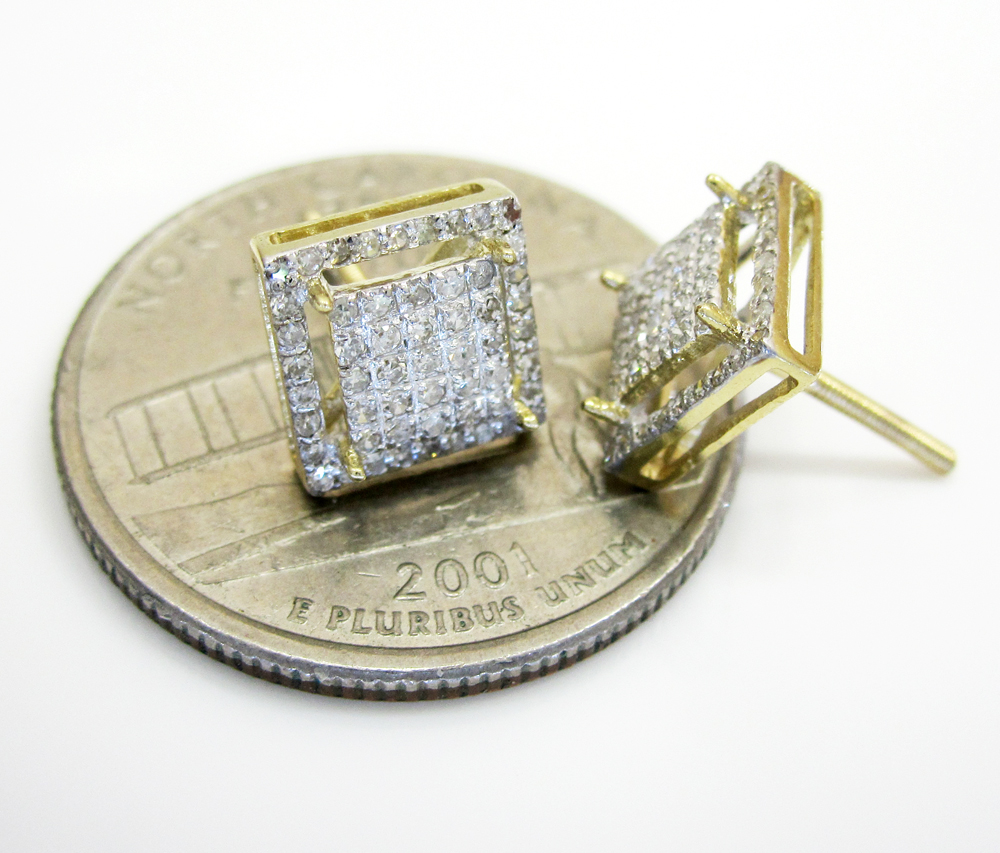 10k gold diamond 3d frame earrings 0.50ct