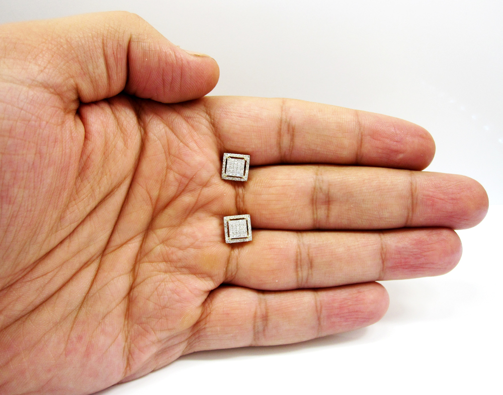 10k gold diamond 3d frame earrings 0.50ct - Image 4