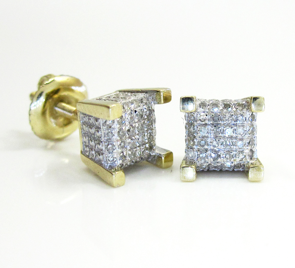 10k gold diamond cube earrings 0.20ct - Image 2