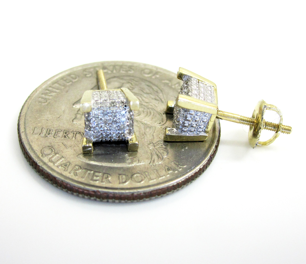 10k gold diamond cube earrings 0.20ct - Image 4